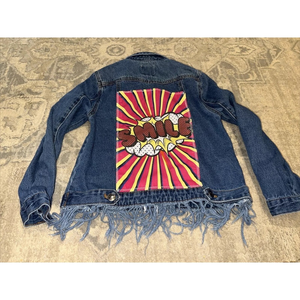 GB Girls Youth Blue Denim Jean Jacket‎ Smile Size Large Button